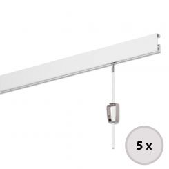 5x STAS Cliprail - lengte 200 cm- wit - betaalbare  schilderijrails-(voordeelpak)