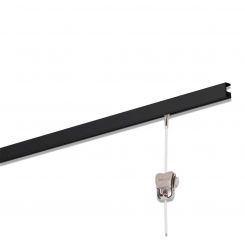 STAS Minirail - zwart - lengte 200 cm - extra smal schilderijrail